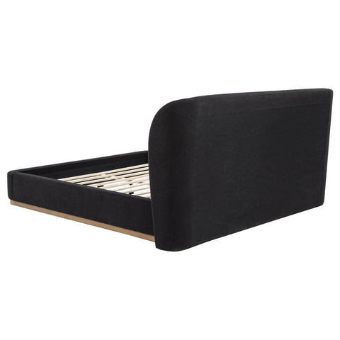 Laurelton Upholstered California King Wingback Platform Bed Black
