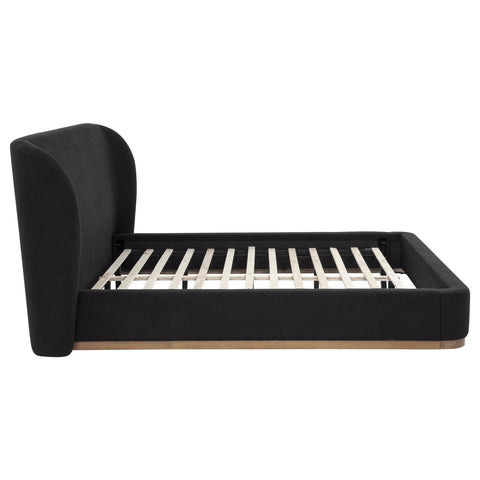 Laurelton Upholstered California King Wingback Platform Bed Black