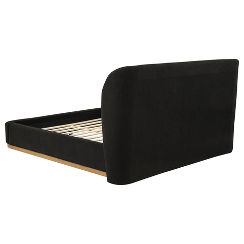 Laurelton Upholstered Queen Wingback Platform Bed Black