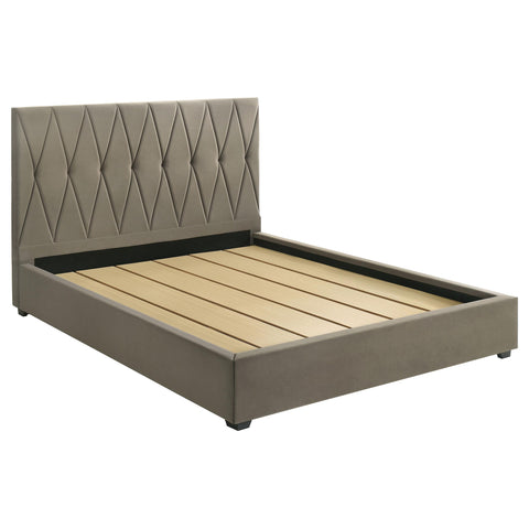 Rowe Upholstered Eastern King Panel Platform Bed Light Brown