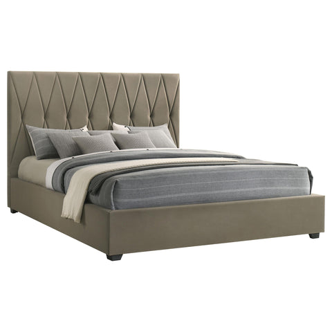 Rowe Upholstered Eastern King Panel Platform Bed Light Brown