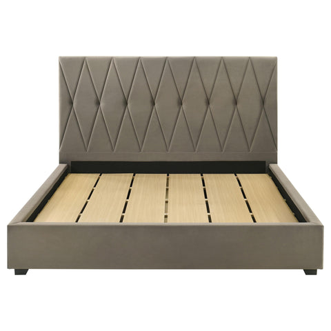 Rowe Upholstered Eastern King Panel Platform Bed Light Brown
