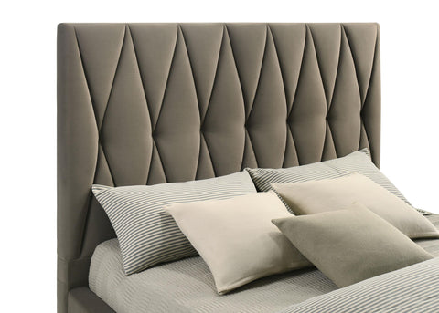 Rowe Upholstered Eastern King Panel Platform Bed Light Brown