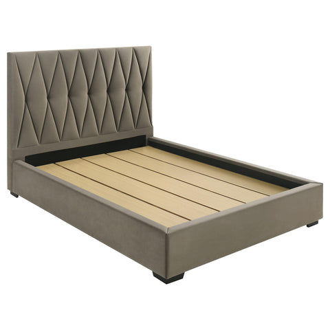 Rowe Upholstered Queen Panel Platform Bed Light Brown
