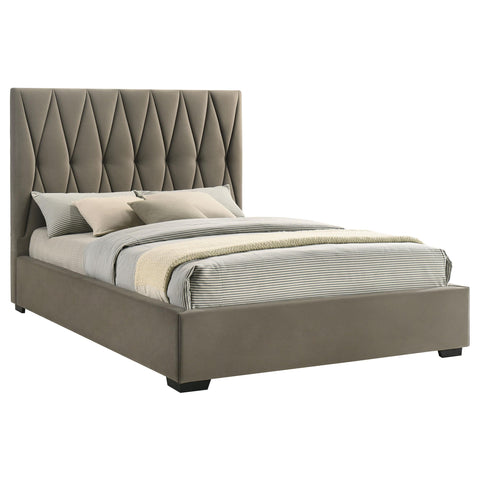 Rowe Upholstered Queen Panel Platform Bed Light Brown