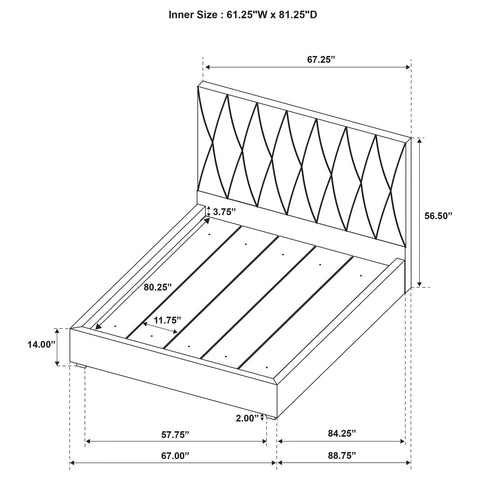 Rowe Upholstered Queen Panel Platform Bed Light Brown