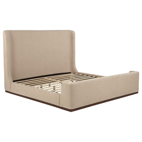 Burke Eastern King Fabric Upholstered Platform Bed Tan