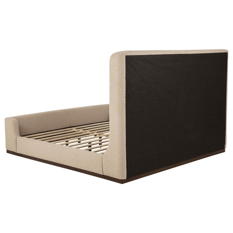 Burke Eastern King Fabric Upholstered Platform Bed Tan