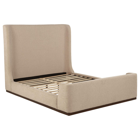 Burke Queen Fabric Upholstered Platform Bed Tan