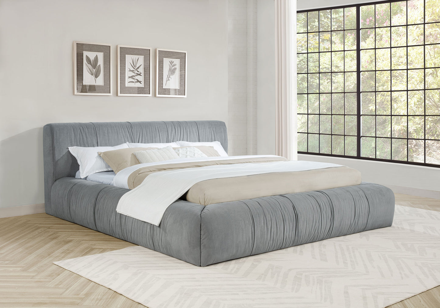 jamestown upholstered eastern king platform bed greygrey