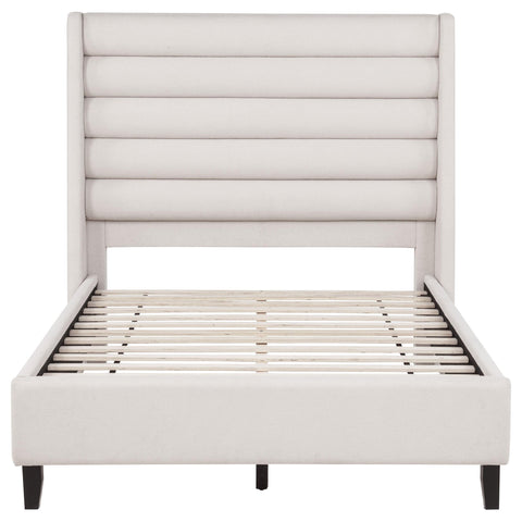 Lowe Upholstered Tufted Full Wingback Platform Bed Beige