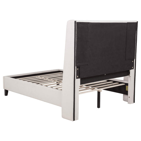 Lowe Upholstered Tufted Full Wingback Platform Bed Beige