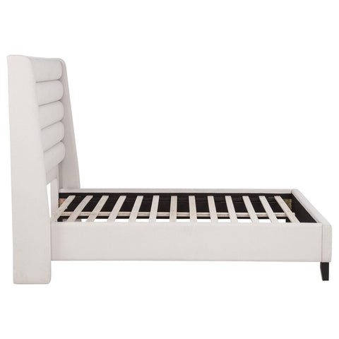 Lowe Upholstered Tufted Full Wingback Platform Bed Beige