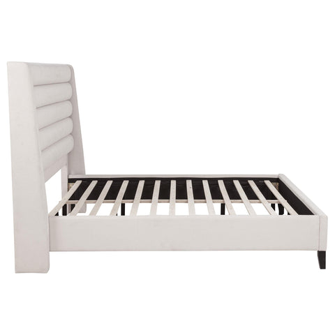 Lowe Upholstered Tufted Eastern King Wingback Platform Bed Beige