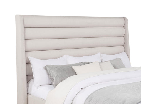 Lowe Upholstered Tufted Eastern King Wingback Platform Bed Beige