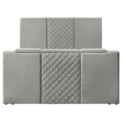 Tabby 61-inch Upholstered Eastern King Panel TV Bed Grey