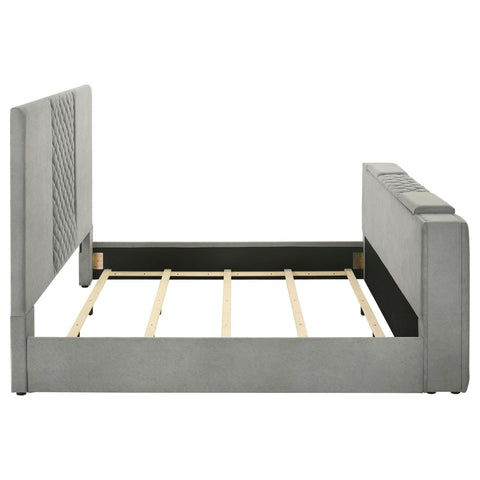 Tabby 61-inch Upholstered Eastern King Panel TV Bed Grey