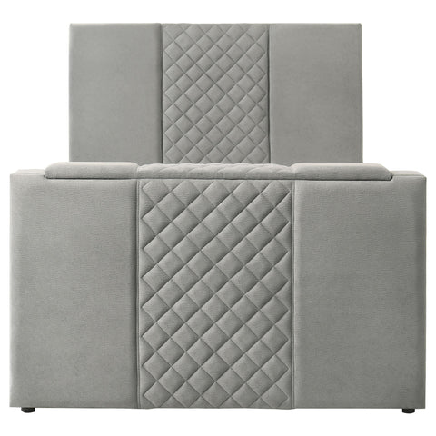 Tabby 61-inch Upholstered Queen Panel TV Bed Grey