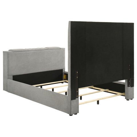 Tabby 61-inch Upholstered Queen Panel TV Bed Grey