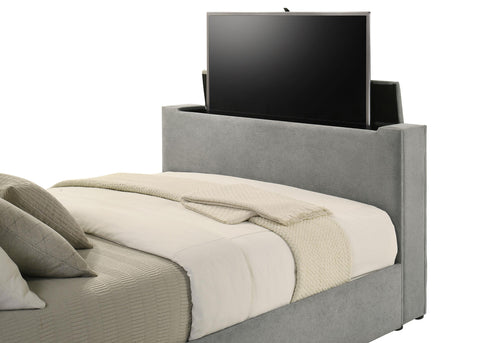 Tabby 61-inch Upholstered Queen Panel TV Bed Grey