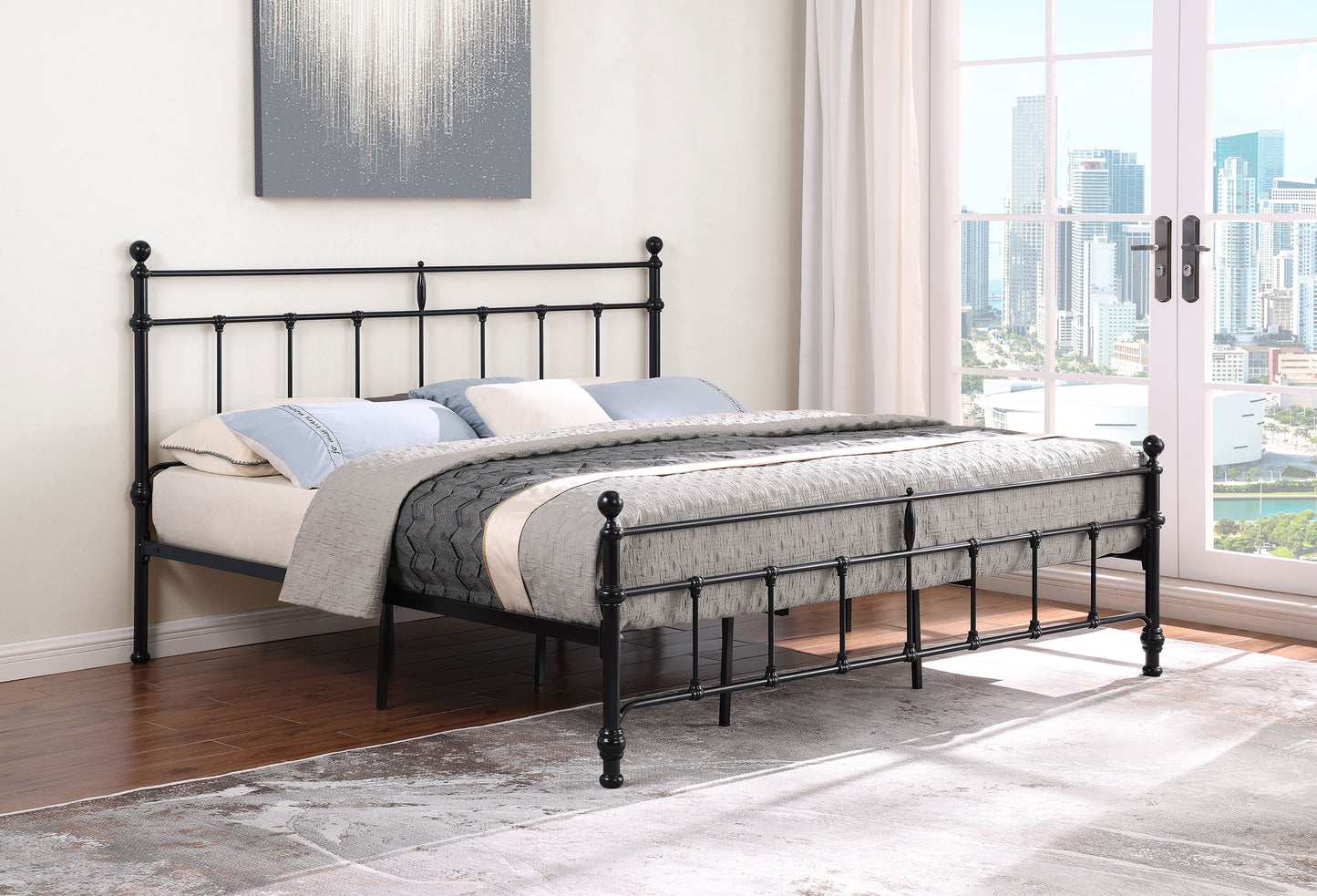 analiese 48-inch metal eastern king open frame bed matte blackmatte black