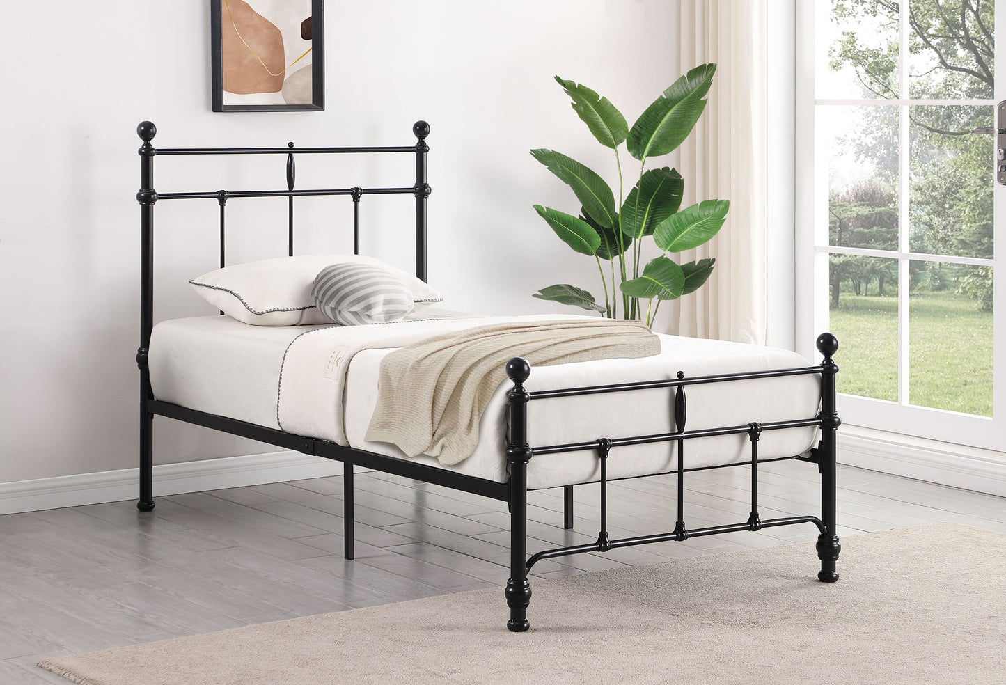 analiese 48-inch metal twin open frame bed matte blackmatte black