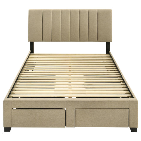 Lester 4-drawer Upholstered Full Storage Bed Light Brown