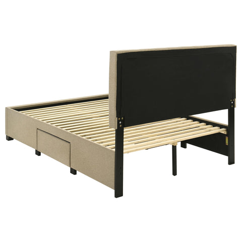 Lester 4-drawer Upholstered Full Storage Bed Light Brown
