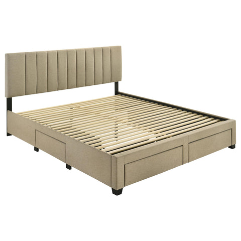 Lester 4-drawer Upholstered Eastern King Storage Bed Brown