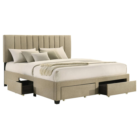 Lester 4-drawer Upholstered Eastern King Storage Bed Brown