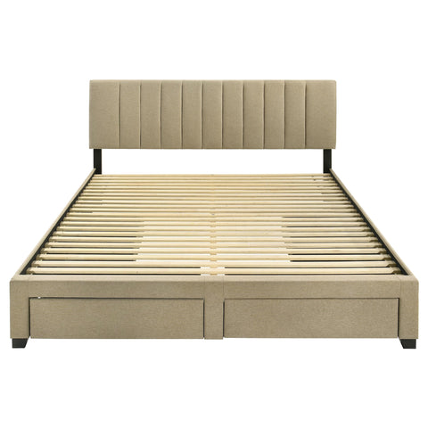 Lester 4-drawer Upholstered Eastern King Storage Bed Brown