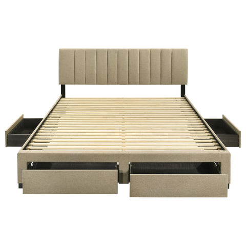 Lester 4-drawer Upholstered Eastern King Storage Bed Brown