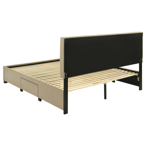 Lester 4-drawer Upholstered Eastern King Storage Bed Brown
