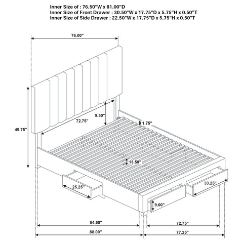 Lester 4-drawer Upholstered Eastern King Storage Bed Brown