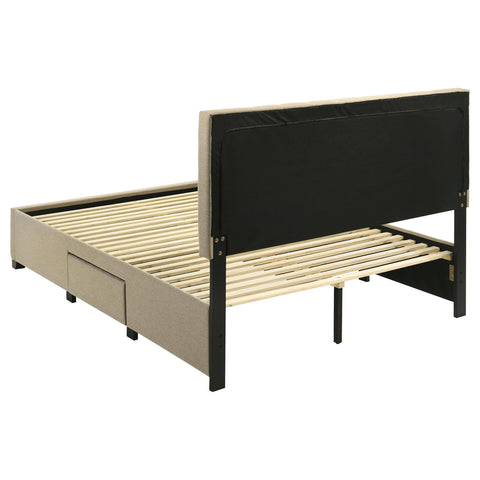 Lester 4-drawer Upholstered Queen Storage Bed Light Brown