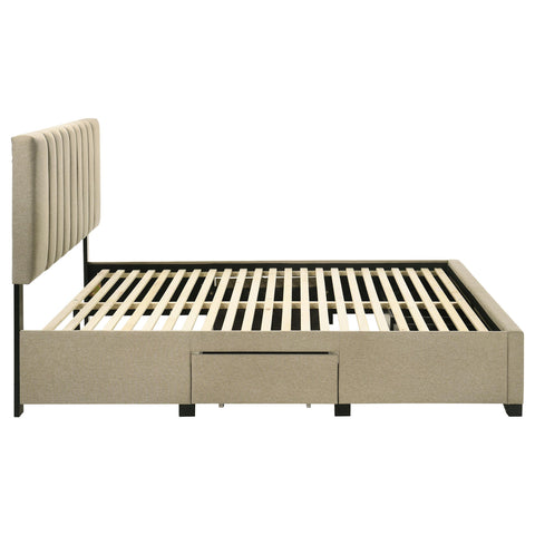 Lester 4-drawer Upholstered Queen Storage Bed Light Brown