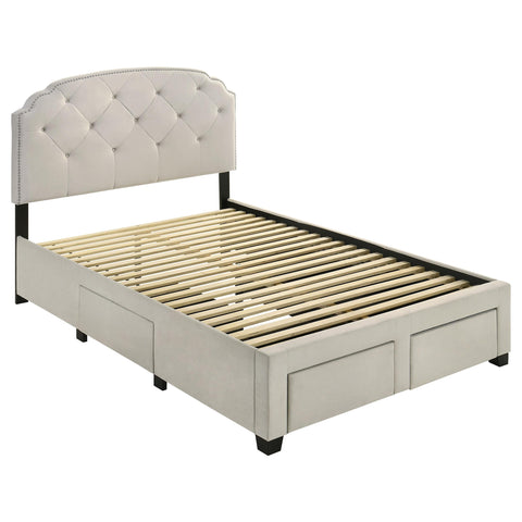 Lewes 4-drawer Upholstered Full Storage Bed Cream