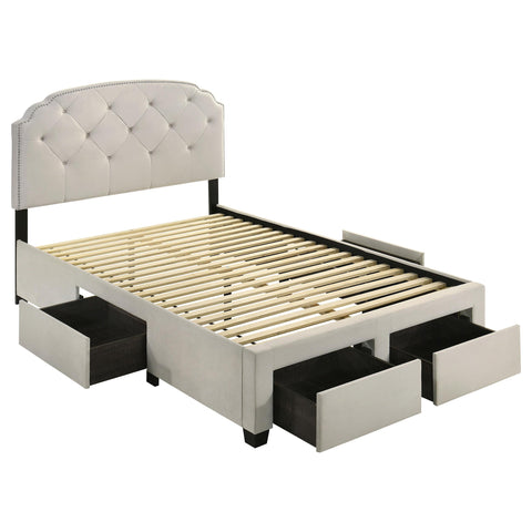 Lewes 4-drawer Upholstered Full Storage Bed Cream