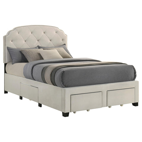 Lewes 4-drawer Upholstered Full Storage Bed Cream