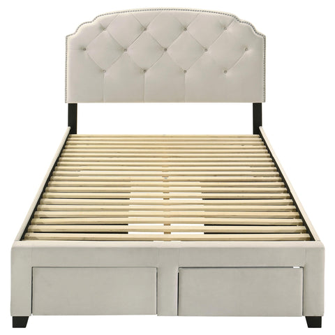 Lewes 4-drawer Upholstered Full Storage Bed Cream