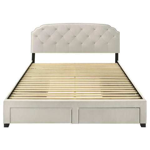 Lewes 4-drawer Upholstered Eastern King Storage Bed Cream