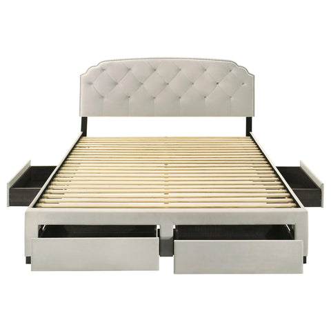 Lewes 4-drawer Upholstered Eastern King Storage Bed Cream