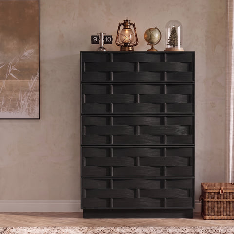 Urban Black Oak Veneer Chest, 1 Piece