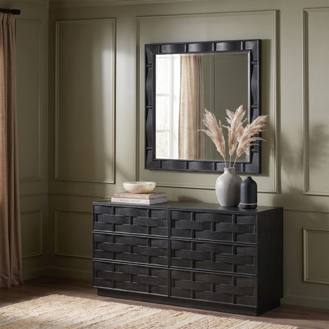Urban 36" Black Oak Veneer Frame Mirror, 1 Piece