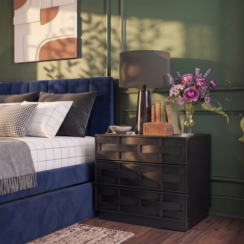 Urban 24" Black Oak Veneer Nightstand, 1 Piece