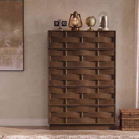 Urban Brown Oak Veneer Chest, 1 Piece