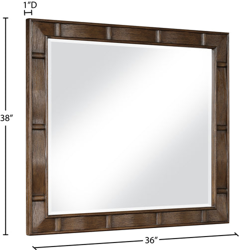 Urban 36" Brown Oak Veneer Frame Mirror, 1 Piece