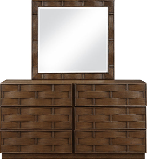 Urban 36" Brown Oak Veneer Frame Mirror, 1 Piece