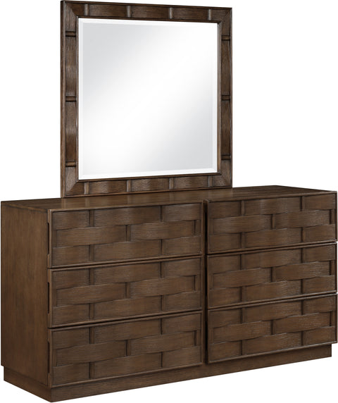Urban 36" Brown Oak Veneer Frame Mirror, 1 Piece