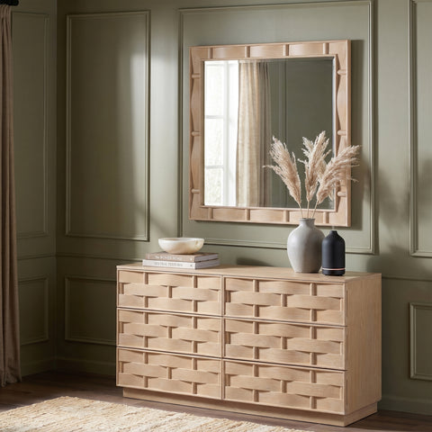 Urban 36" Natural Oak Veneer Frame Mirror, 1 Piece